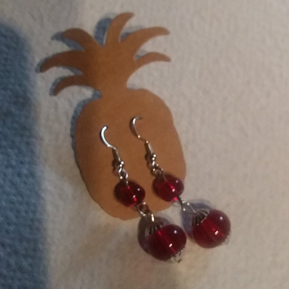 handcrafted Jewelry - 💍 Handcrafted red glass drop earrings